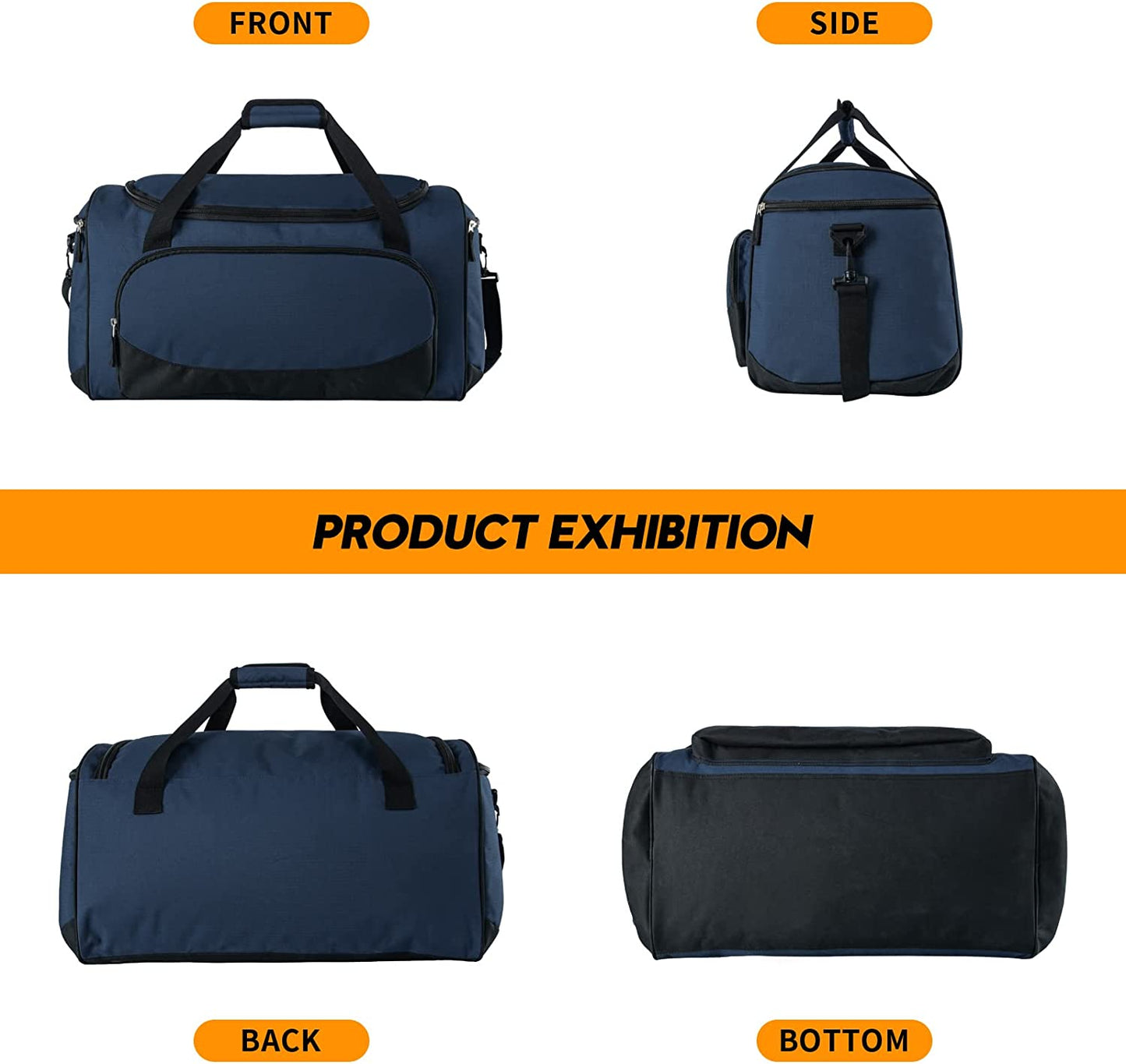 Gym Bag for Men Women Large Sports Duffle Bags 55L Travel Duffel Bag Navy Blue