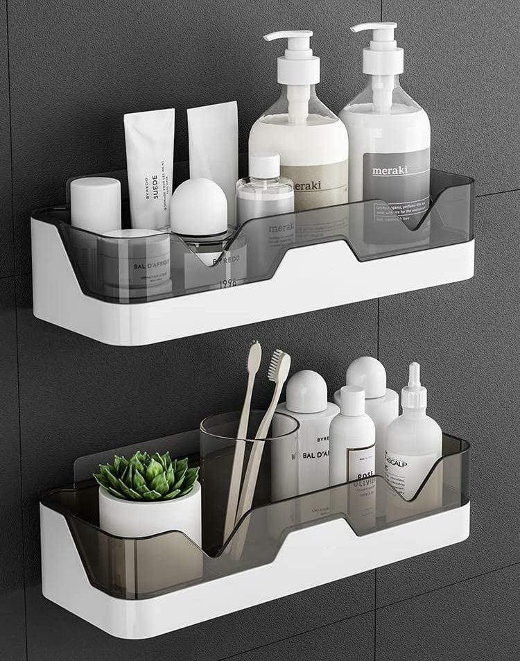 Orimade Adhesive Shower Caddy Shelf with 5 Hooks Organizer Storage Rack  Wall Mounted Stainless Steel No Drilling for Bathroom, Toilet, Kitchen