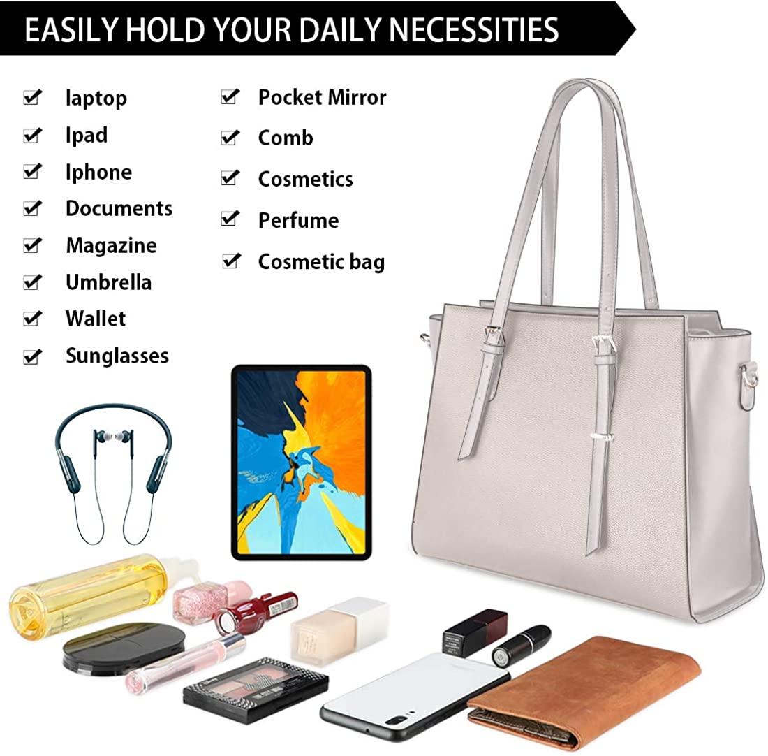 Laptop Bag for Women 15.6 Inch Large Capacity Waterproof Leather Shoulder Bag