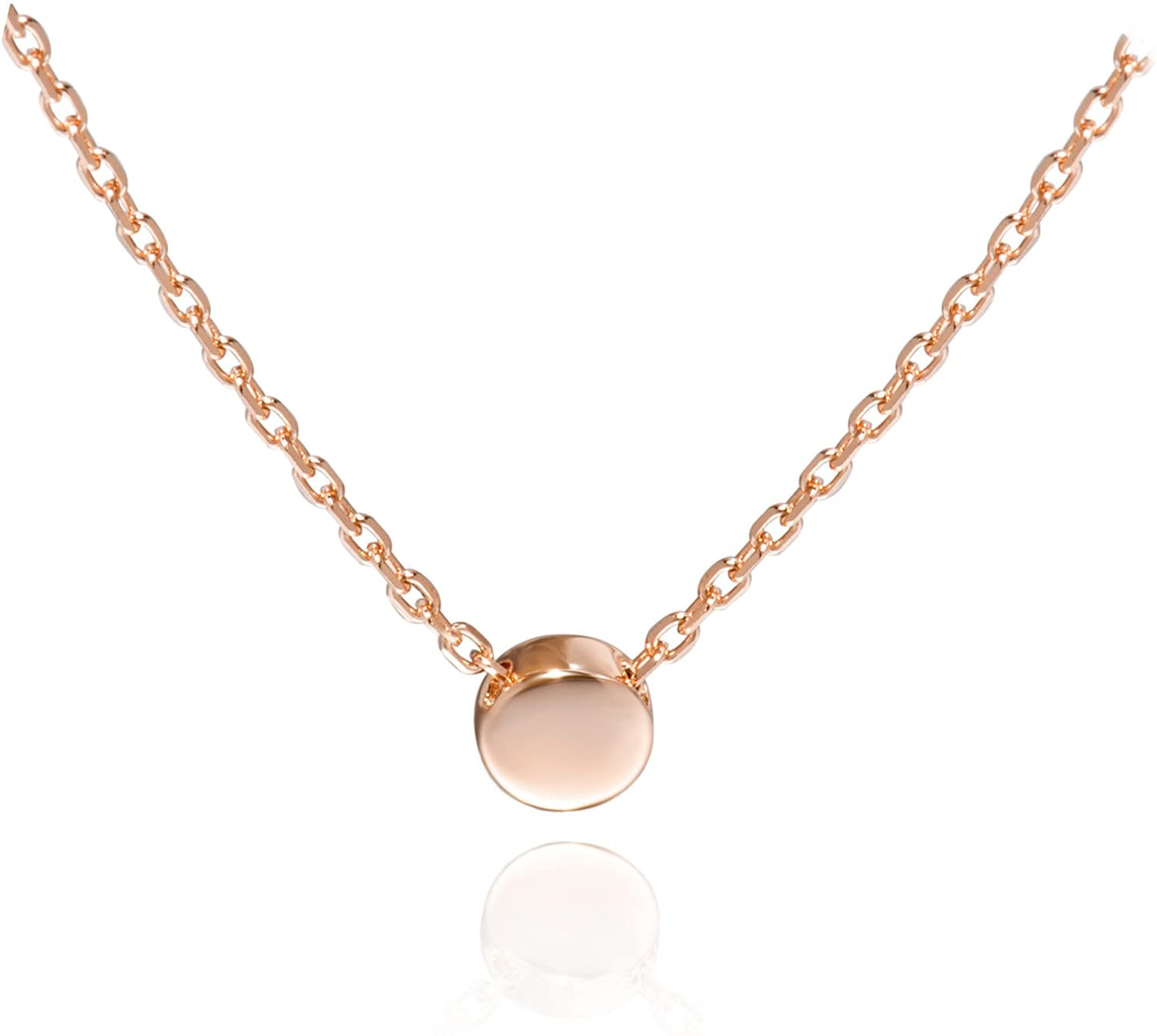 Sterling Silver Tiny Dot Necklace Round Circle Necklace for Women