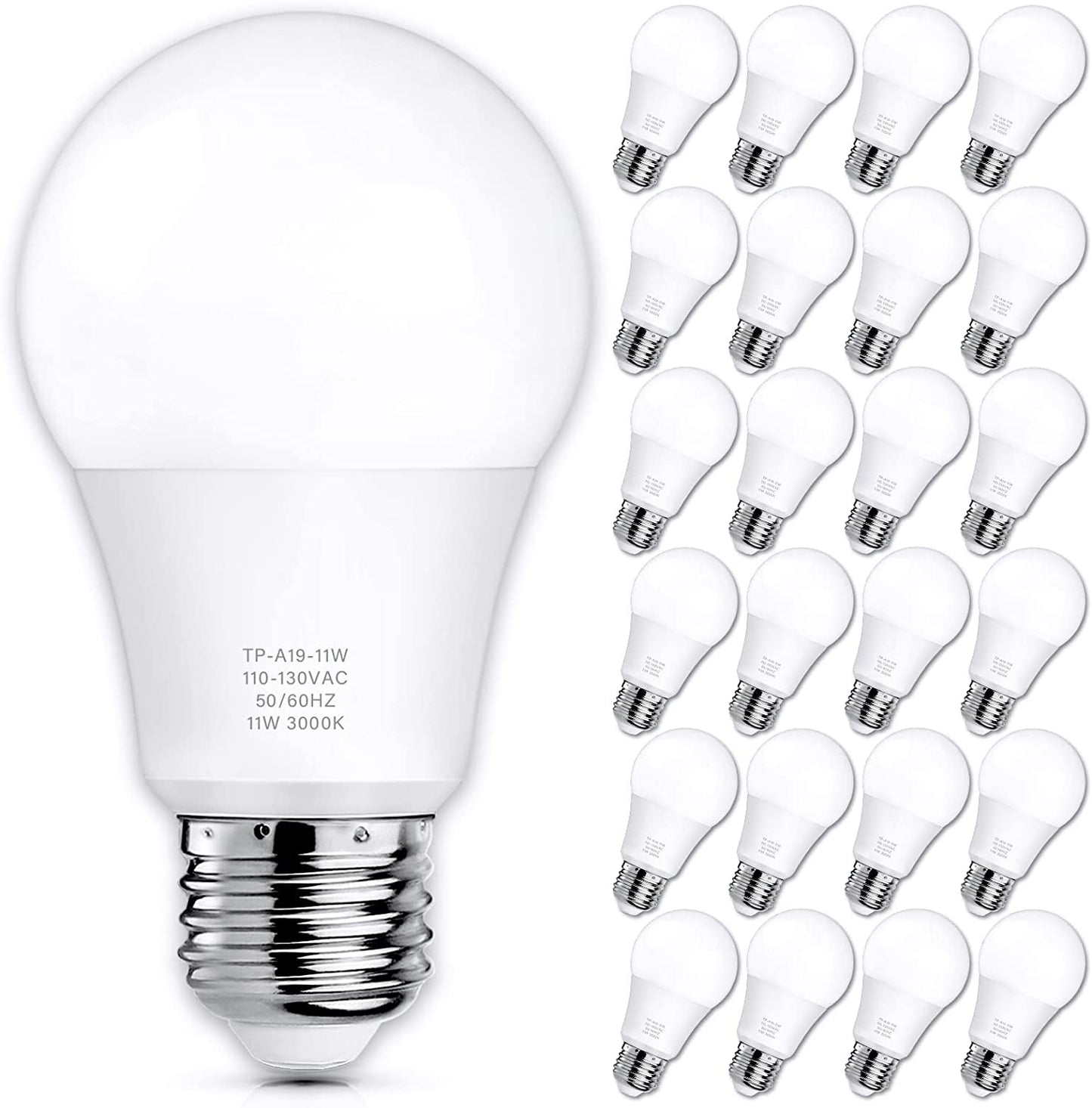 A19 LED Light Bulbs, 100 Watt Equivalent LED Bulbs, 5000K Daylight White, 1100 Lumens, Standard E26 Medium Screw Base, CRI 85+, 25000+ Hours Lifespan, No Flicker, Non-Dimmable, Pack of 12