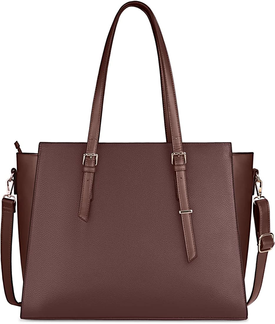 Laptop Bag for Women 15.6 Inch Large Capacity Waterproof Leather Shoulder Bag