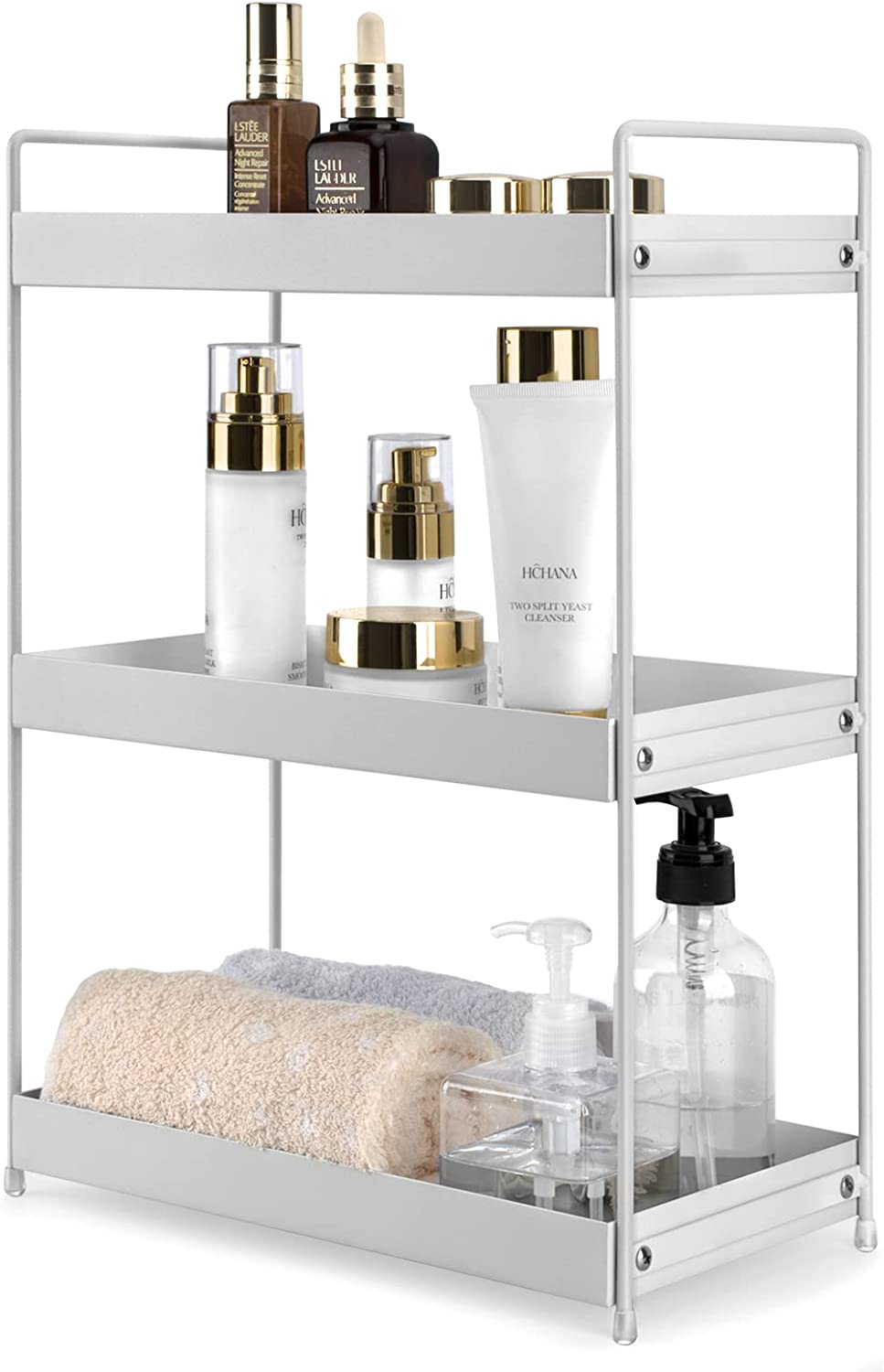 2 Tier Bathroom Organizer Countertop Storage, Makeup Holder Spice Rack Organization Cabinet Organizers Tray for Dresser Cosmetic Shelf Home Kitchen