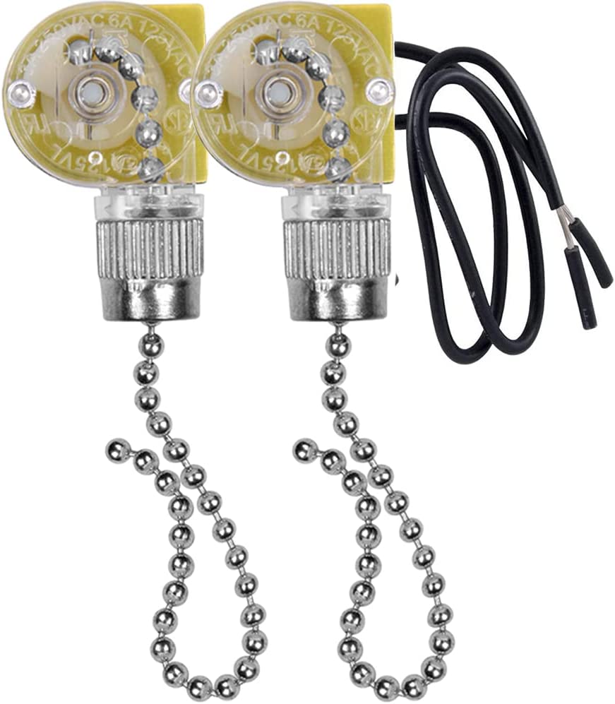 Fan Light Switch Zing Ear ZE-109 Two-Wire Light Switch with Pull Cords for Ceiling Light Fans Lamps and Wall Lights Pull Chain Switch Control Replacement On-Off with Pull Chain,2 Pcs Bronze
