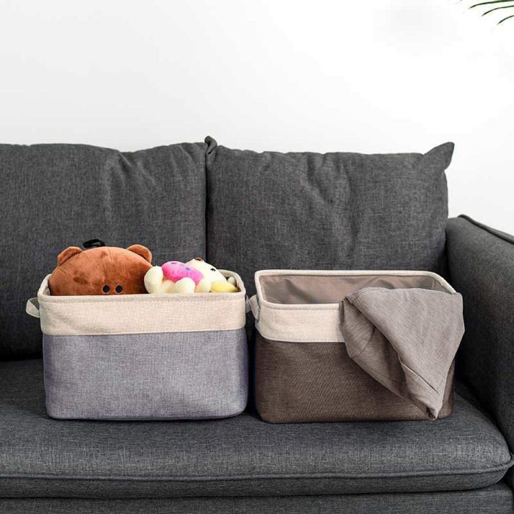 HOSEN Storage Basket Set 3 Pack Large 14 L x 10 W x 9 H - Collapsible Cotton Basket with 2 Handles Organizer Basket Bin Box for Organizing Shelf Nursery Home Closet (Coffee)