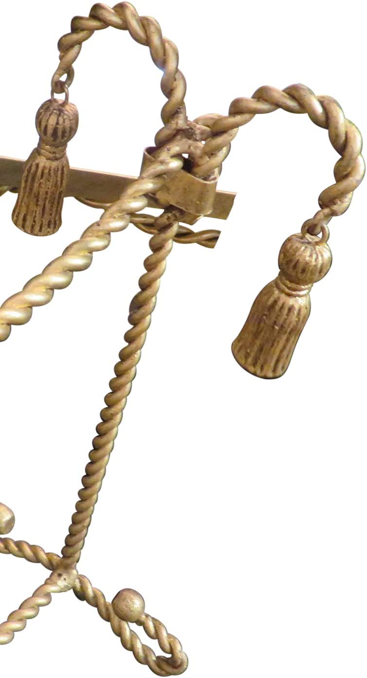 Luxe Gold Iron Hand Towel Rack Vanity Top Ornate Swag Tassel Romantic Old World
