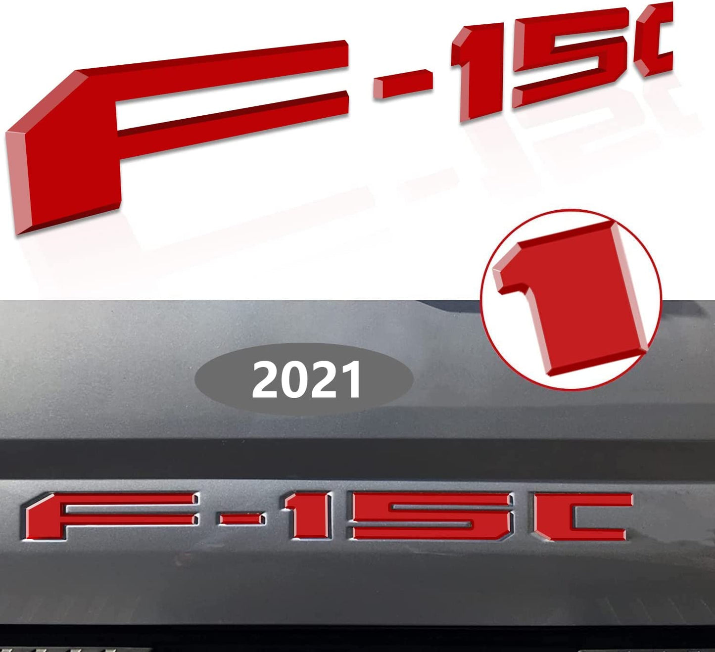 Insert Letters Compatible for F15o 2021 2022 3M Adhesive & 3D Raised Tailgate Decal Letters(Blue Black)