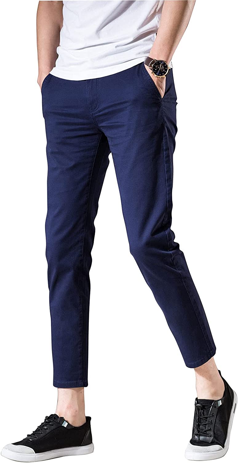 Men‘s Cropped Chino Pants Skinny Fit Chinos Khaki Pant