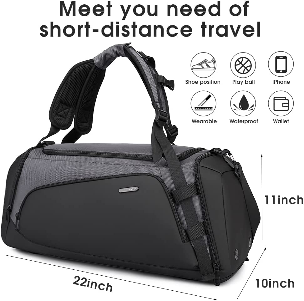 BANGE Gym Bag For Men,Dry And Wet Depart Pocket Sports Duffel Backpack With Shoes Compartment,Short-Distance Trip Duffel Gym Bag for Men Women