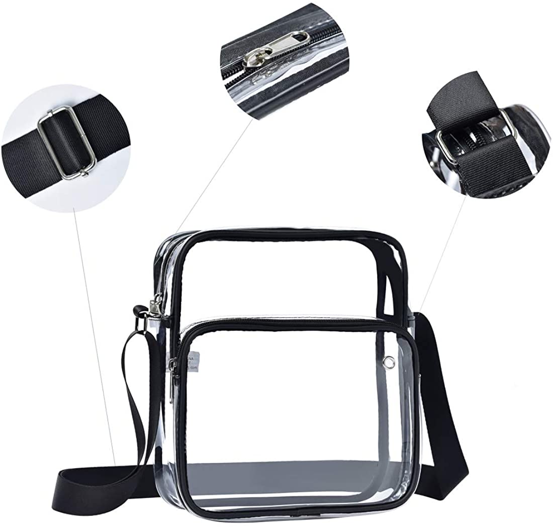 Clear Crossbody Messenger Shoulder Bag Stadium Approved Transparent Purse Suitable for Work Concert Sports