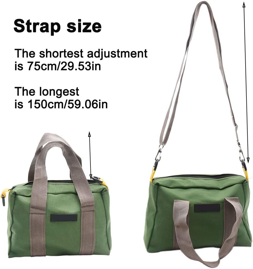 Wide Mouth Tool Bag w/ Adjustable Shoulder Strap, Zippered Handbag Garden Tool Tote Bags, Portable Home Tool Organizer for Storage Hand Power Tools or Car Repair Tool (18 Inch)