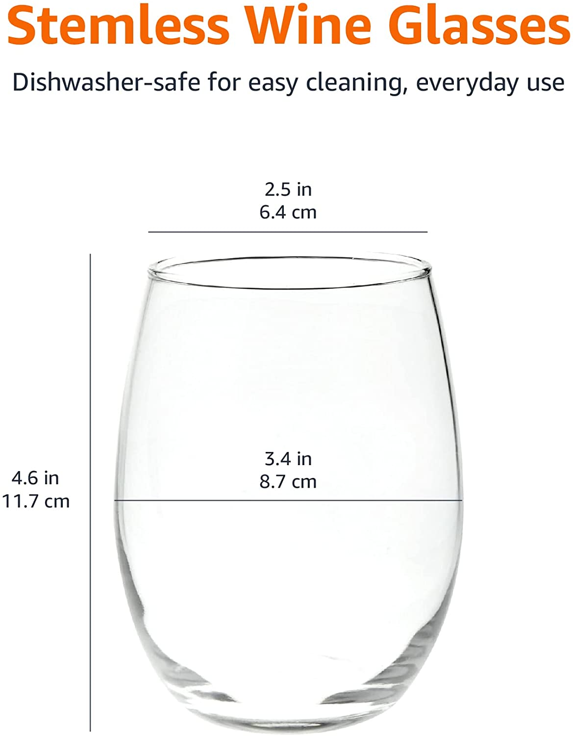 Stemless Wine Glasses (Set of 4), 15 oz