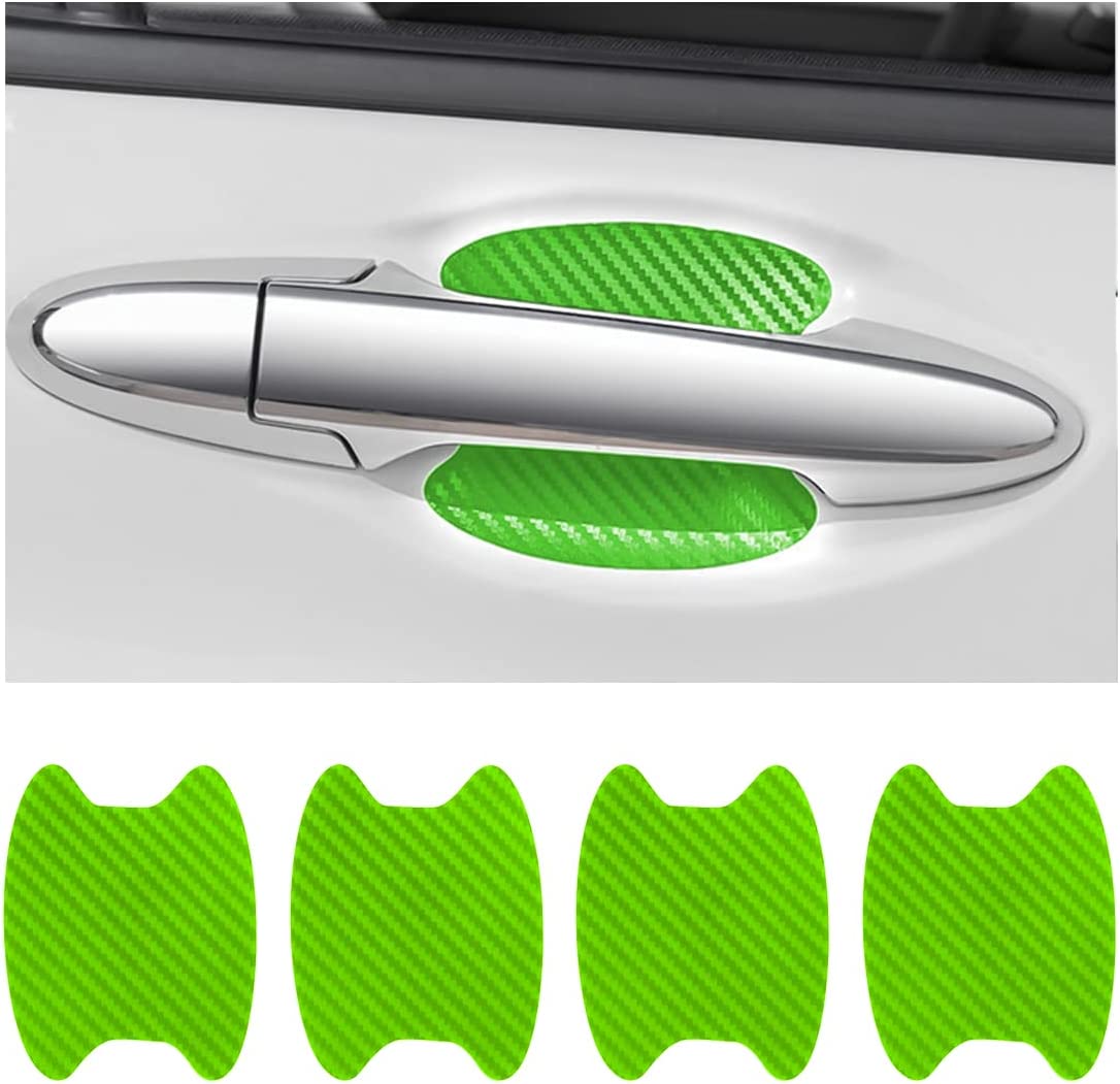 4PCS Car Door Handle Sticker, Carbon Fiber Anti-Scratches Car Door Cup Protector, Non-Marking Auto Door Handle Protective Film, Universal for Most Car Handles (Black)