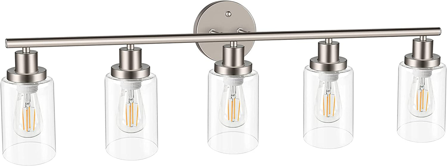 Modern Matte Black 1 Light Wall Sconce, Vanity Light Fixtures with Clear Glass Shade, Wall Lights for Living Room, Bedroom, Kitchen, Hallway, Mirror, 1 Count, E26 Base (Bulbs Not Included)