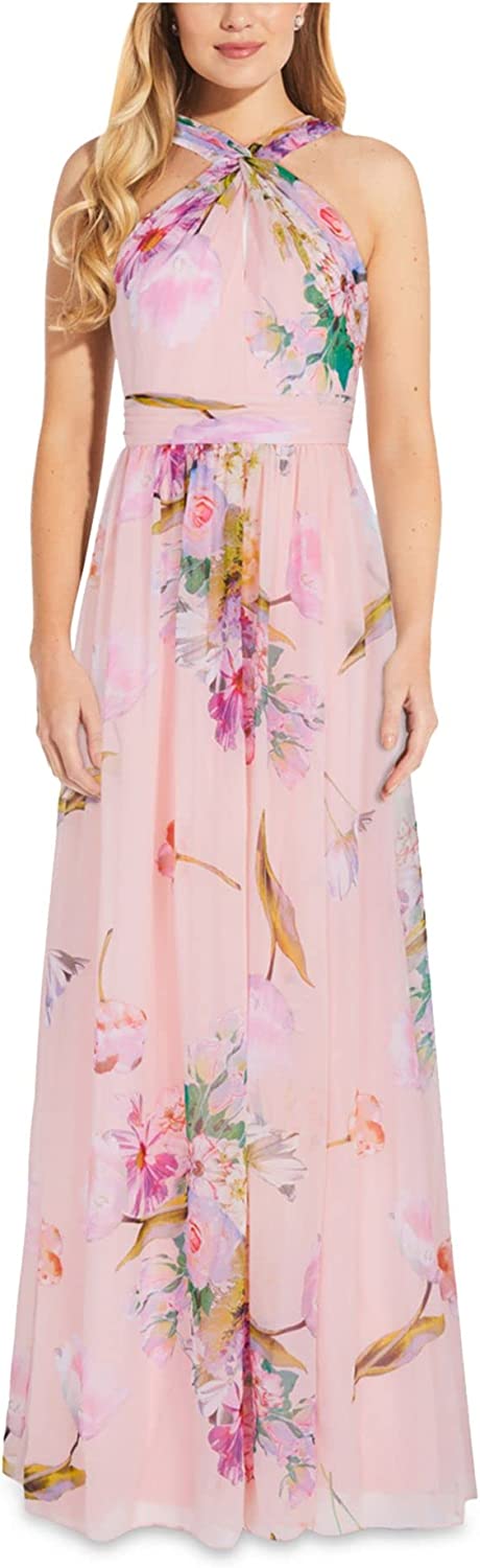 Papell Women's Floral Printed Chiffon Gown