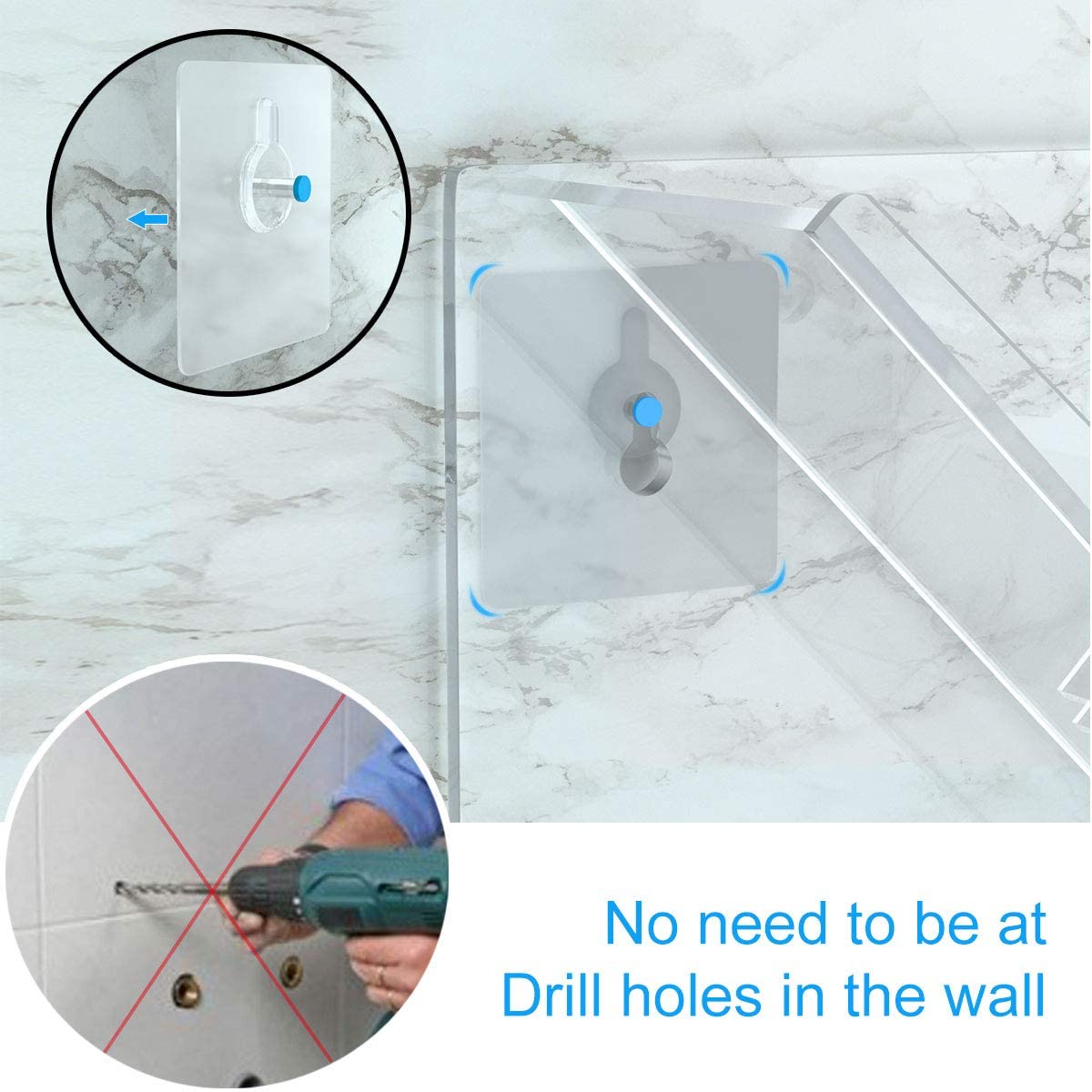 Bathroom Shower Caddy, Acrylic Shower Organizer with Suction Cup, Rust Proof and No Drilling, Sturdy and Durable, Great for Shampoo Bottles