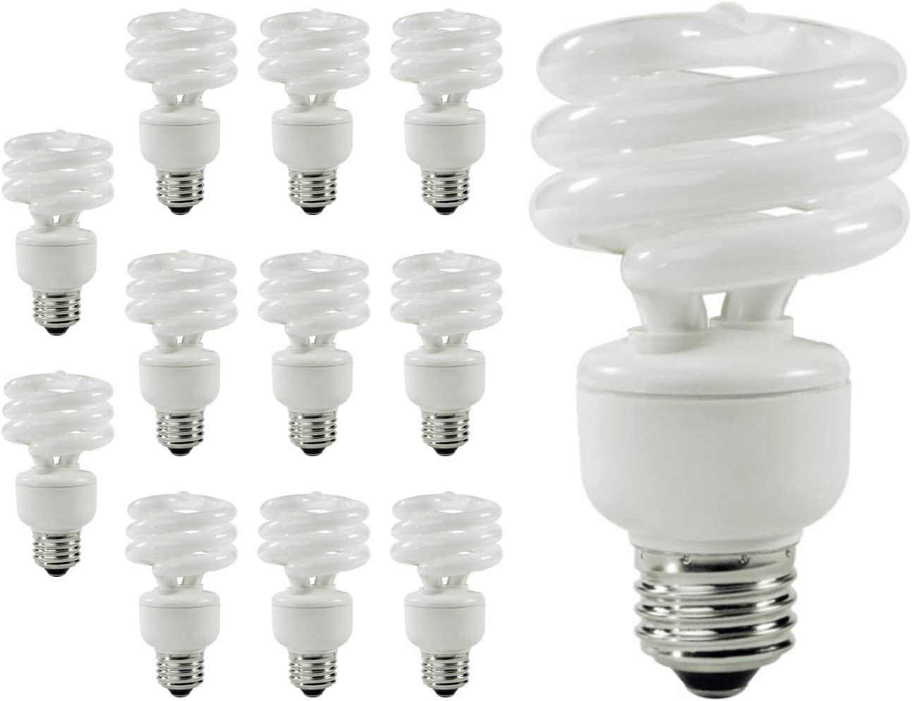 13 Watt Compact Fluorescent Bulb - Warm White Light Bulb - Ultra Mini Spiral CFL Light Bulbs - 2700K - E26 Base - 4 Pack - GoodBulb