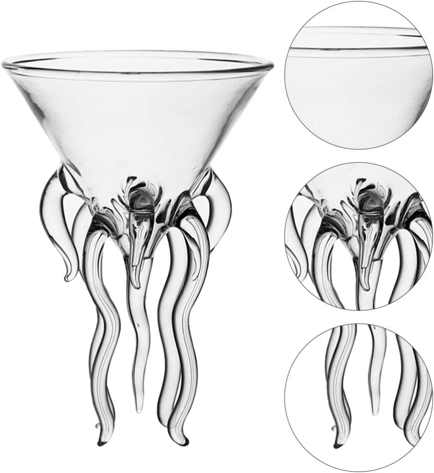 2pcs Octopus Cocktail Glass Martini Jellyfish Glass Wine Glasses Drinkware Bar Goblet Tools Tumbler Gift for Whiskey Home Party Banquet Wedding Transparent