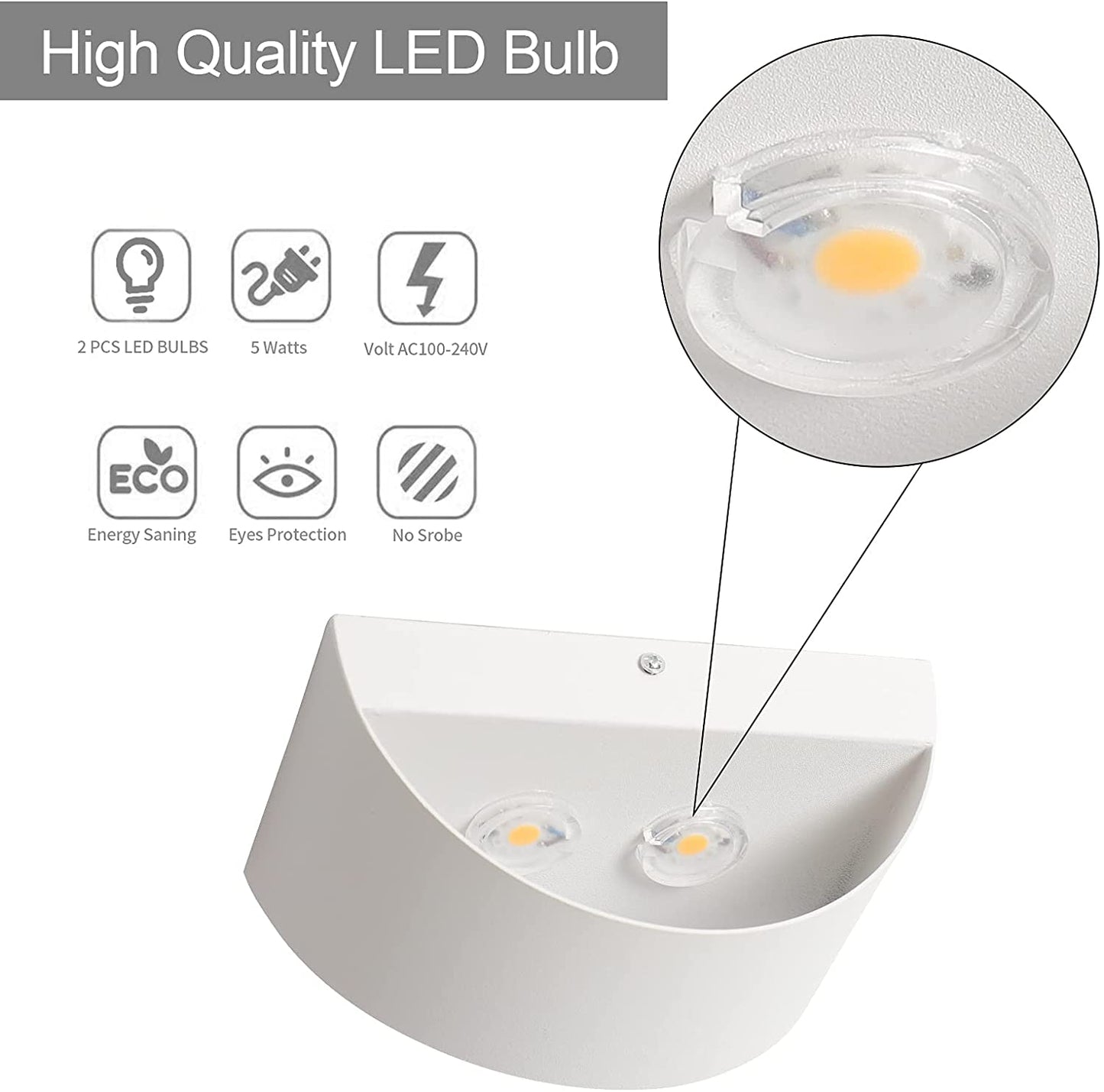 LED Wall Sconce,Up and Down Indoor Wall Lamps, Wall Lighting Fixture Lamps, Interior Wall Lights for Living Room, Bedroom, Hallway,Corridor,Conservatory Cool White 6000K(1PCS Wall Sconce)
