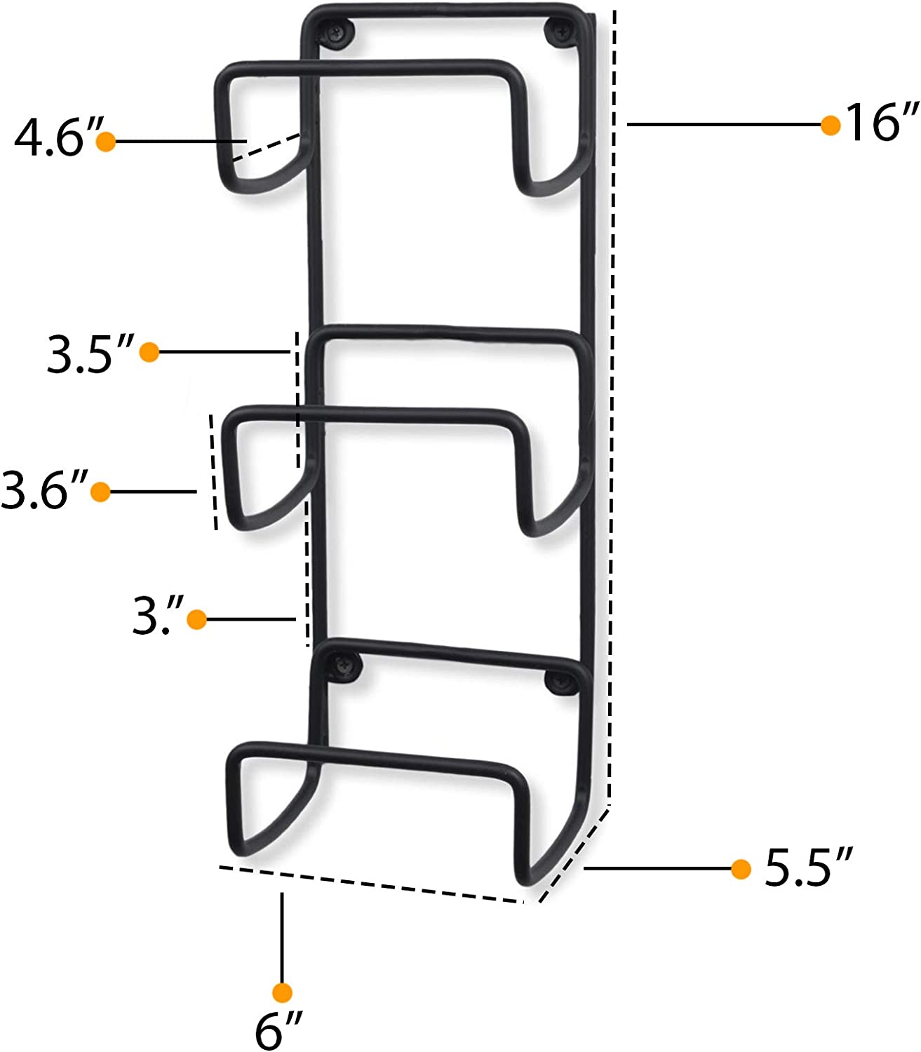 Wallniture Boto Towel Rack for Bathroom Wall Decor, Wrought Iron Organization and Storage Unit, Wall Mount Towel Holder, 3 Sectional, Black