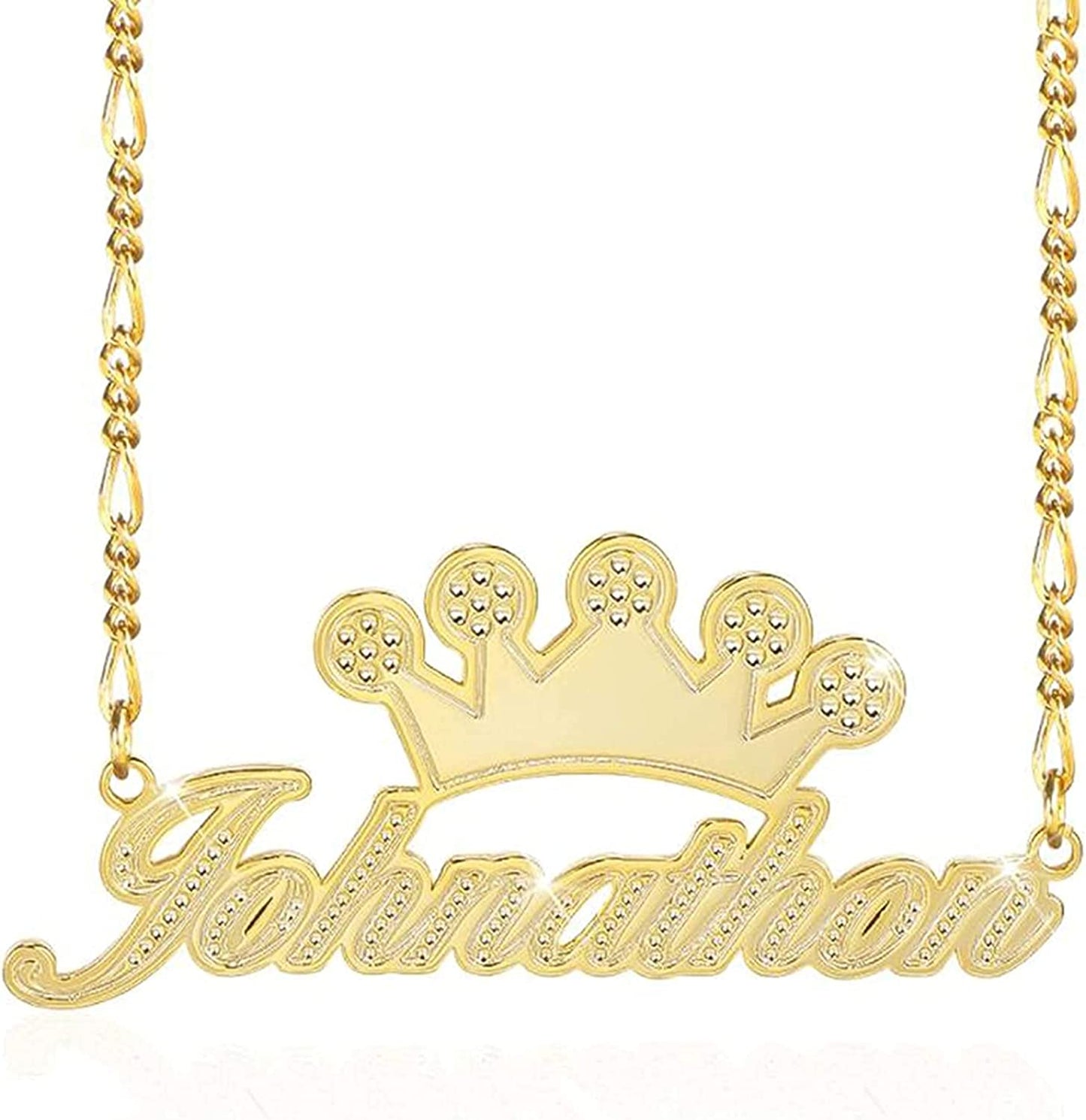 Gemiac Name Necklace Personalized 18K Gold Plated Double Name Necklace Custom Nameplate Necklace Personalized Birthday Gifts for Women Men Girls