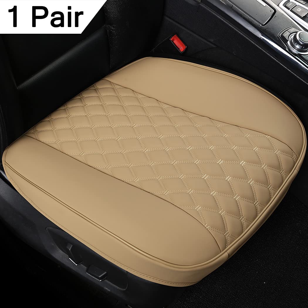 1 Pair Luxury Faux Leather Car Seat Covers Front Bottom Seat Cushions Covers, Anti-Slip and Wrap Around The Bottom, Fit 95% of Vehicles - Black