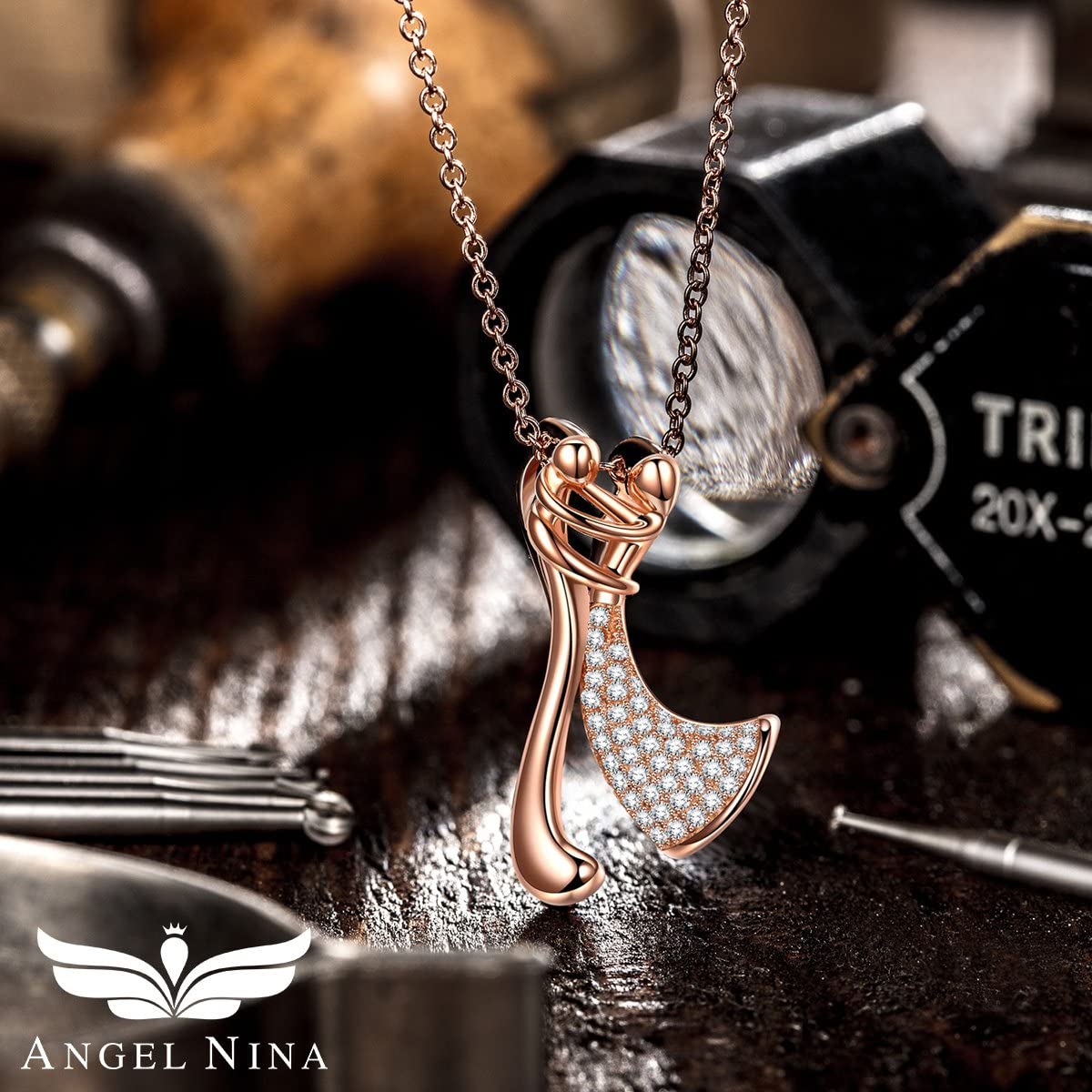 Gifts for Her Valentines Day Waltz of Love S925 Sterling Silver Dancer Pendant Necklace with Cubic Zirconia Jewelry for Women with Gift Box