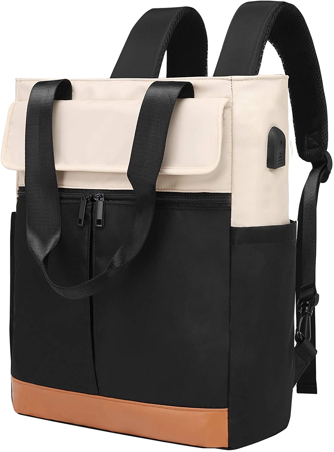 Women Convertible Tote Daypack Laptop Backpack Wide Top Open College School Travel Casual Bag