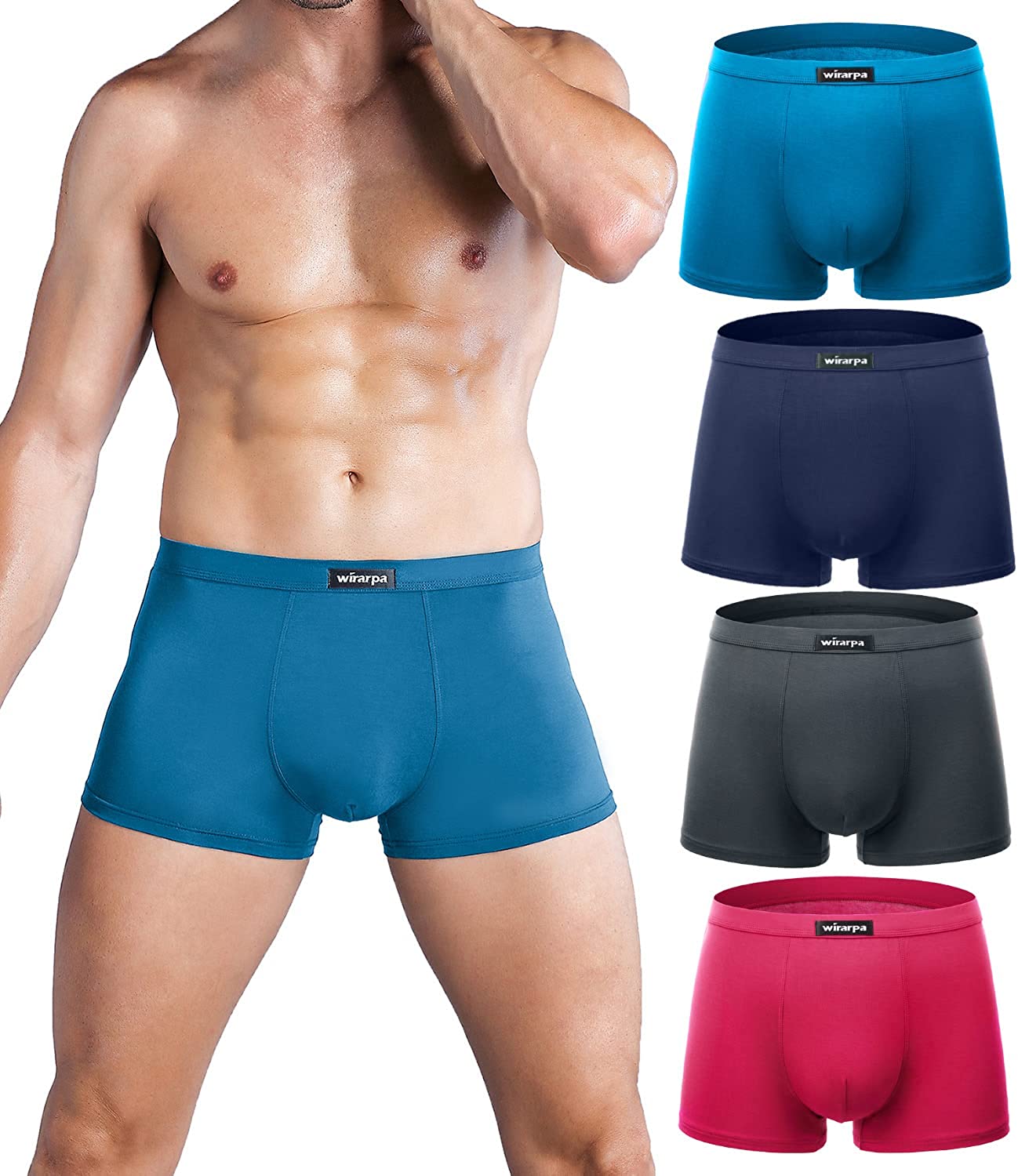 Men's Breathable Modal Microfiber Trunks Underwear Covered Band Multipack