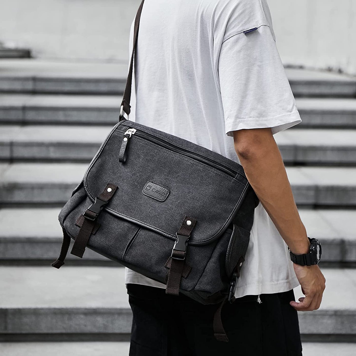 Messenger Bag for Men,Water Resistant Unisex Canvas Shoulder Bag,laptop satchel Bag,Fits 13.3Inch