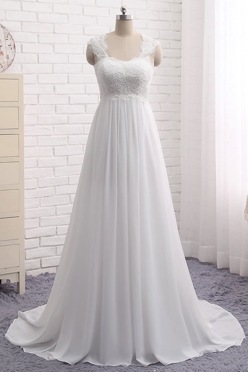 Wedding Dresses for Bride 2021 Sleeveless Lace Petite/Plus Size Bridal Gowns for Civil Wedding for Beach Wedding