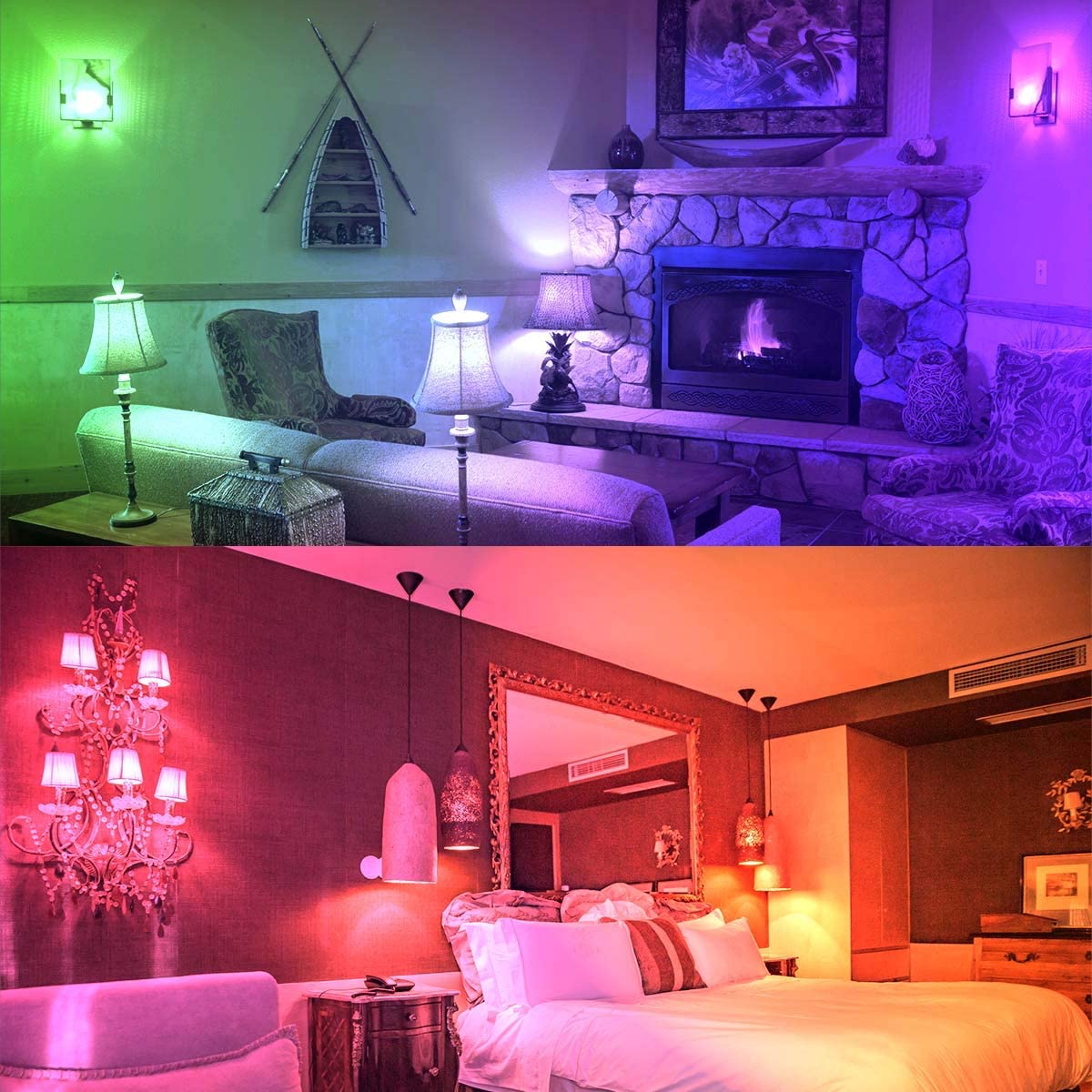 LED Light Bulb, Color Changing Light Bulb, 40W Equivalent, 450LM, 2700K Warm White 5W E26 Screw Base RGBW, Flood Light Bulb- 12 Color Choices - Timing Infrared Remote Control (4 Pack)