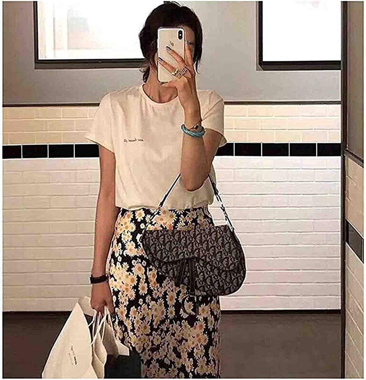 Print Skirt for Women Cheetah High Waist Silk Satin Elasticized Skirts