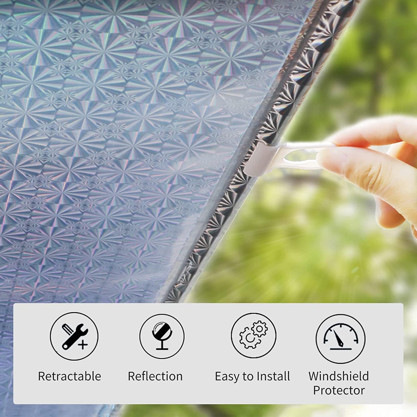 Retractable Windshield Sun Shade Car Front Windshield Sun Visor Protector with 3 Suction Cups Auto Window Sunshade Car Sun Shades