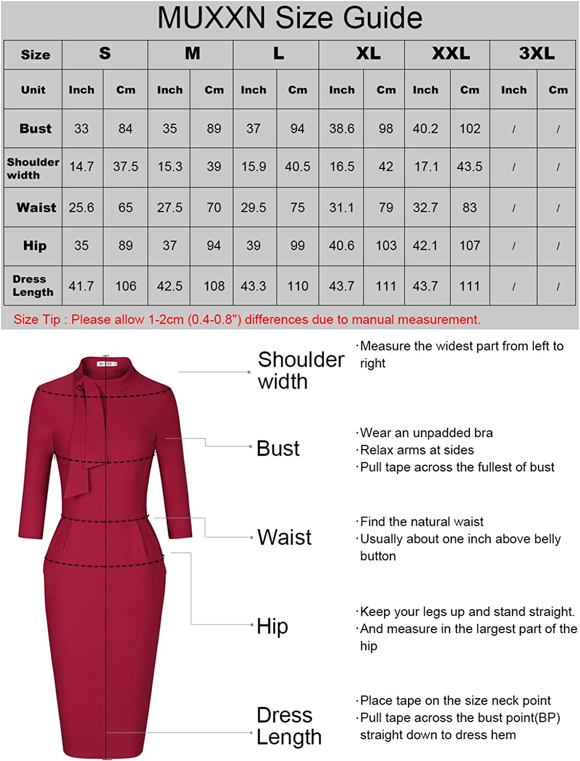 Women's Classic Vintage Tie Neck Formal Cocktail Dress with Pocket