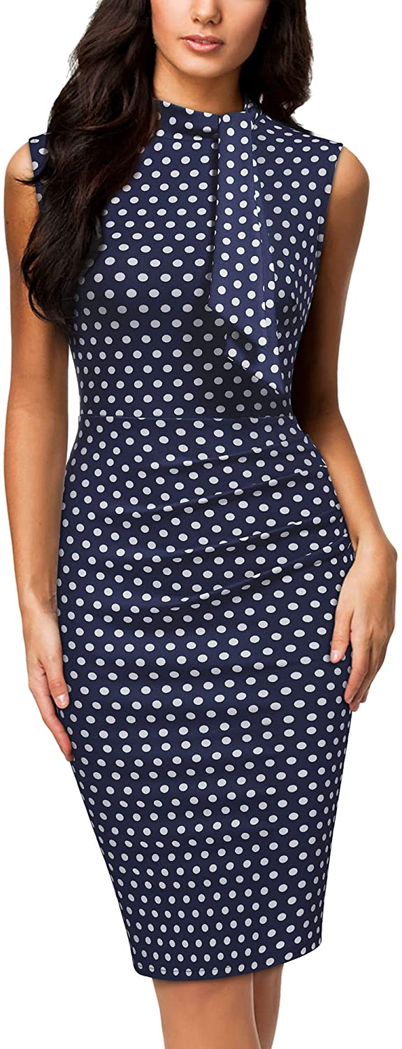 Women's Retro 1950s Style Half Collar Ruffle Cocktail Pencil Dress