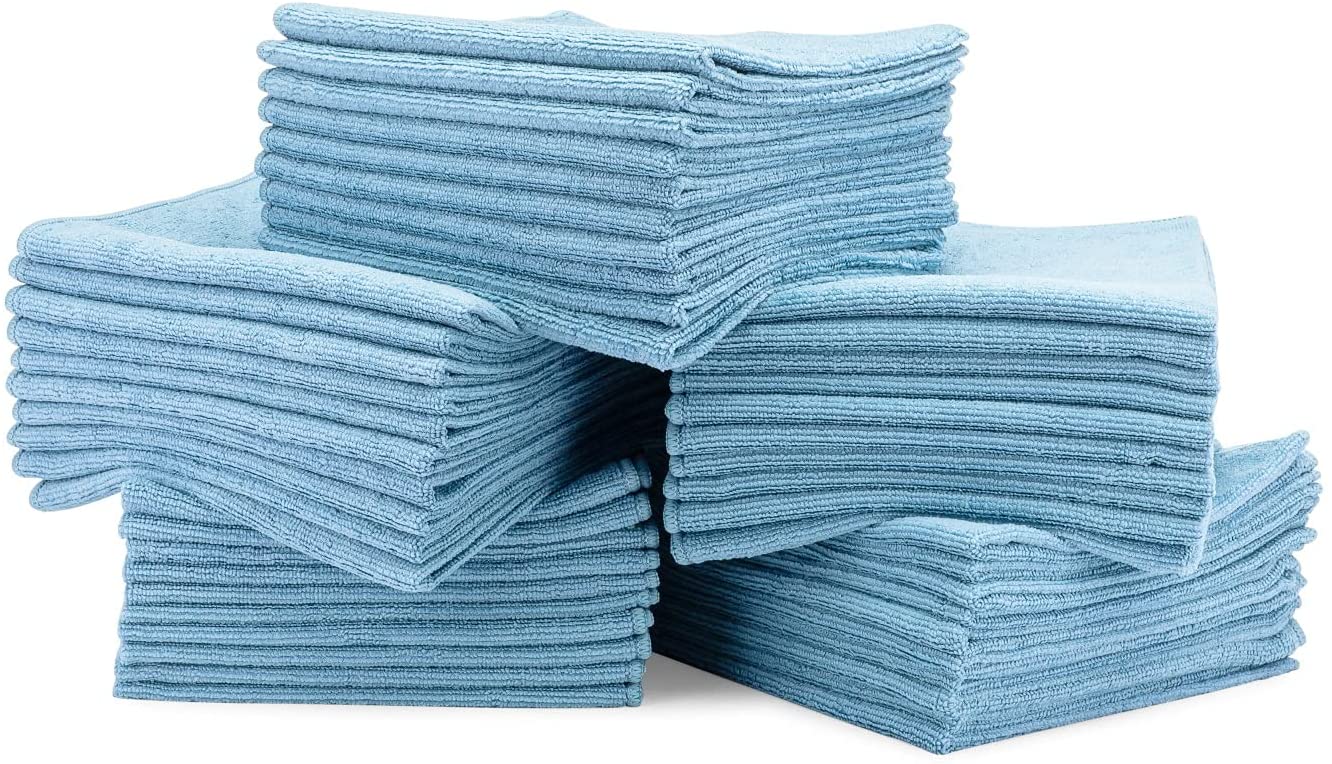 16" x 16" Economy All Purpose Microfiber Towels - 50 Pack - Reusable Wash Cloths, Dust, Kitchen, Car, Shop Rags for Cleaning (Red)