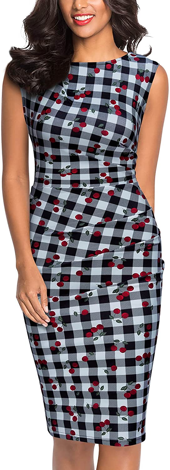 Women's Retro Ruffle Style Slim Work Pencil Dress