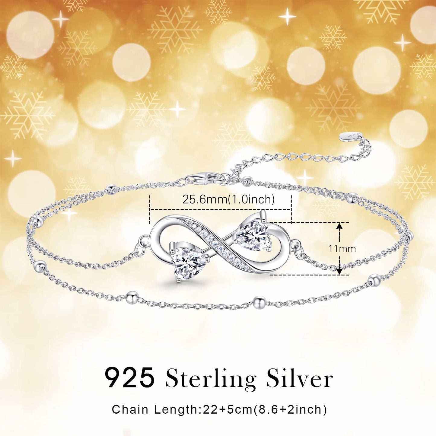 Anklet Bracelets For Women, 925 Sterling Silver Infinity Anklet For Women Girls Adjustable Beach Women's Anklets Jewelry Gifts for Women