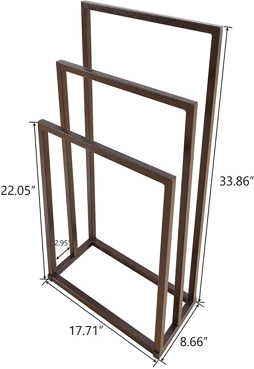 3 Tiers Metal Freestanding Towel Rack Chrome Modern Washcloths Holder Brown Drying Rack, Organizer for Hand Towels Bathroom Storage,Organization Next to Tub or Shower,Bathroom Accessories