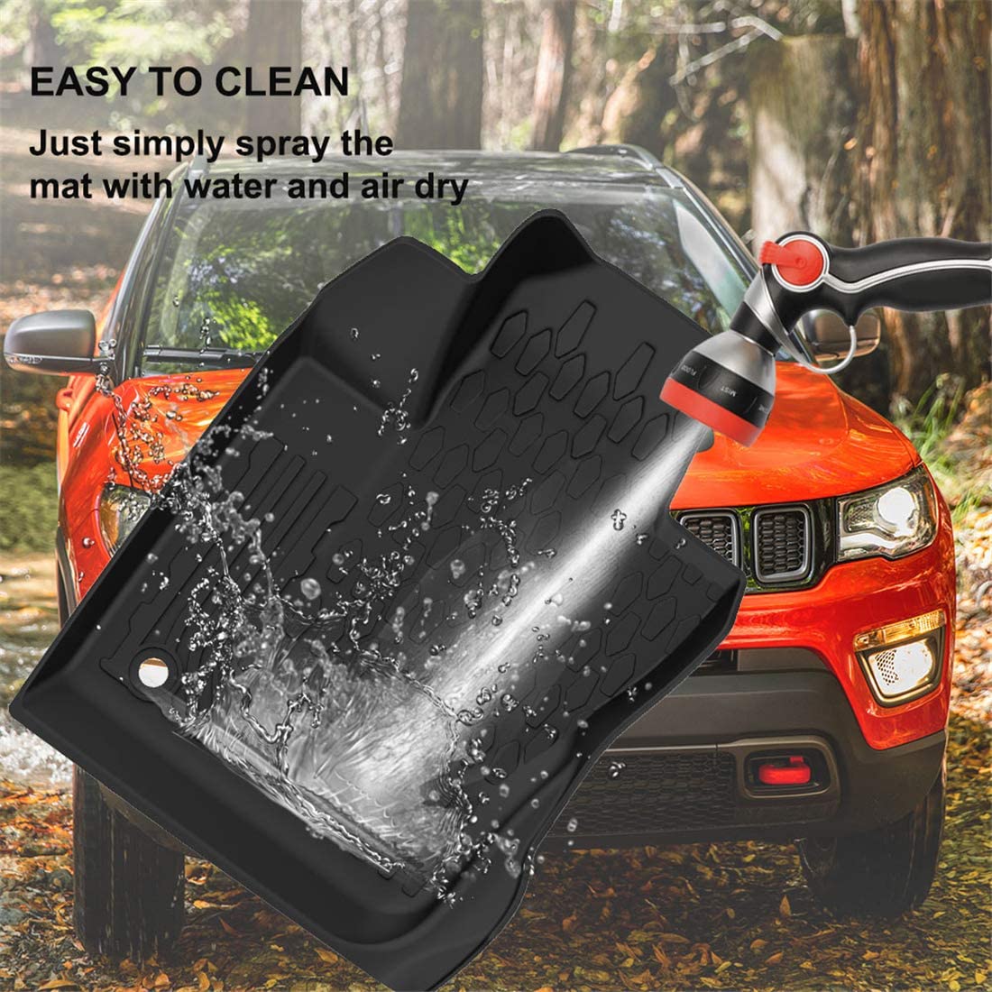 Floor Mats & Cargo Liners Set Compatible for 2017-2022 Jeep Compass Accessories Front & 2nd Row Seat Trunk All Weather Mat Slush Liner Black