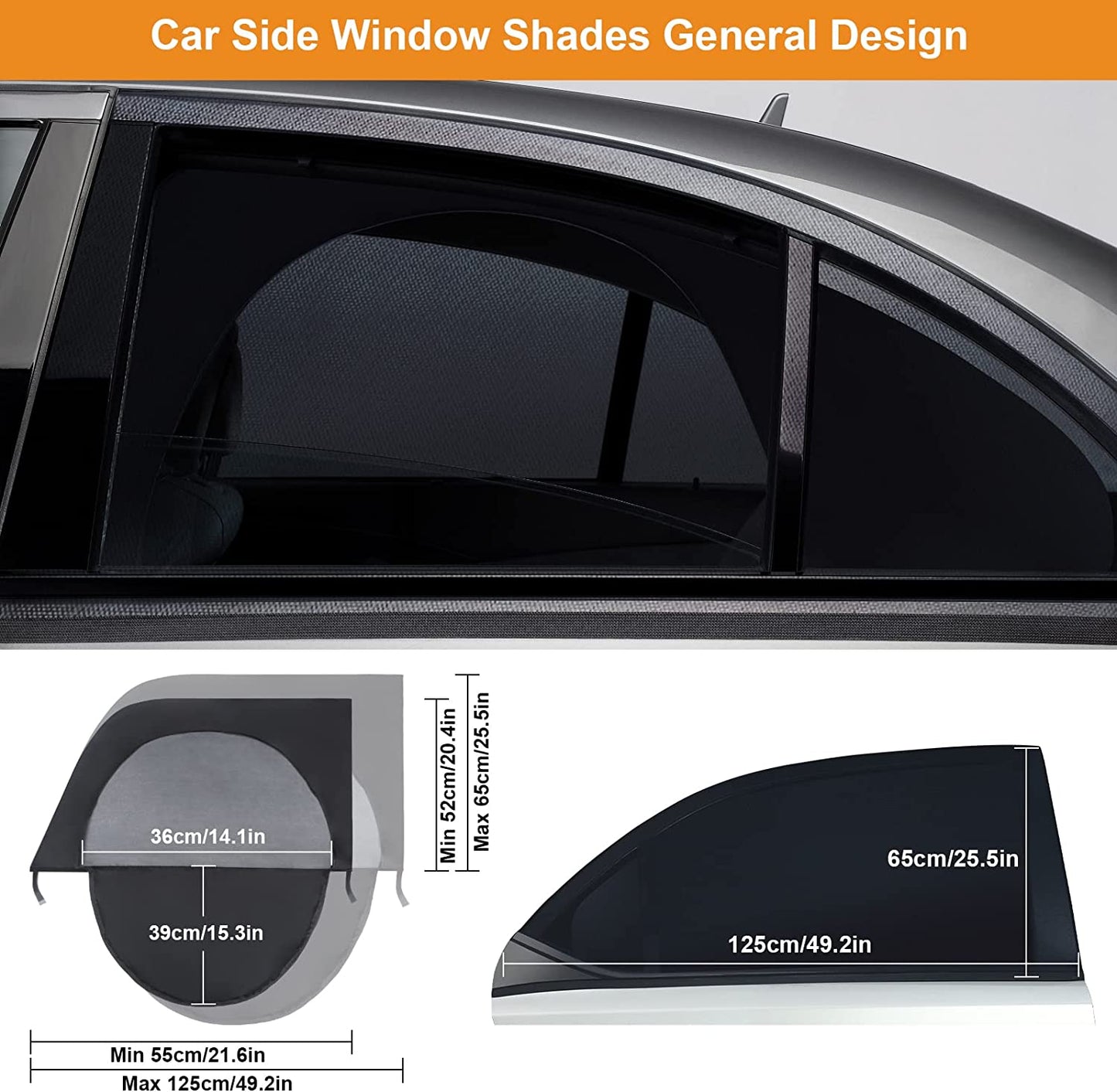 Car Window Shades,2 Pack Breathable Mesh Side Window Sunshades Cover for Baby,Side Window Screen for Privacy,Sun Glare Protection for Family Pets,Car Camping Trip Interior Accessories