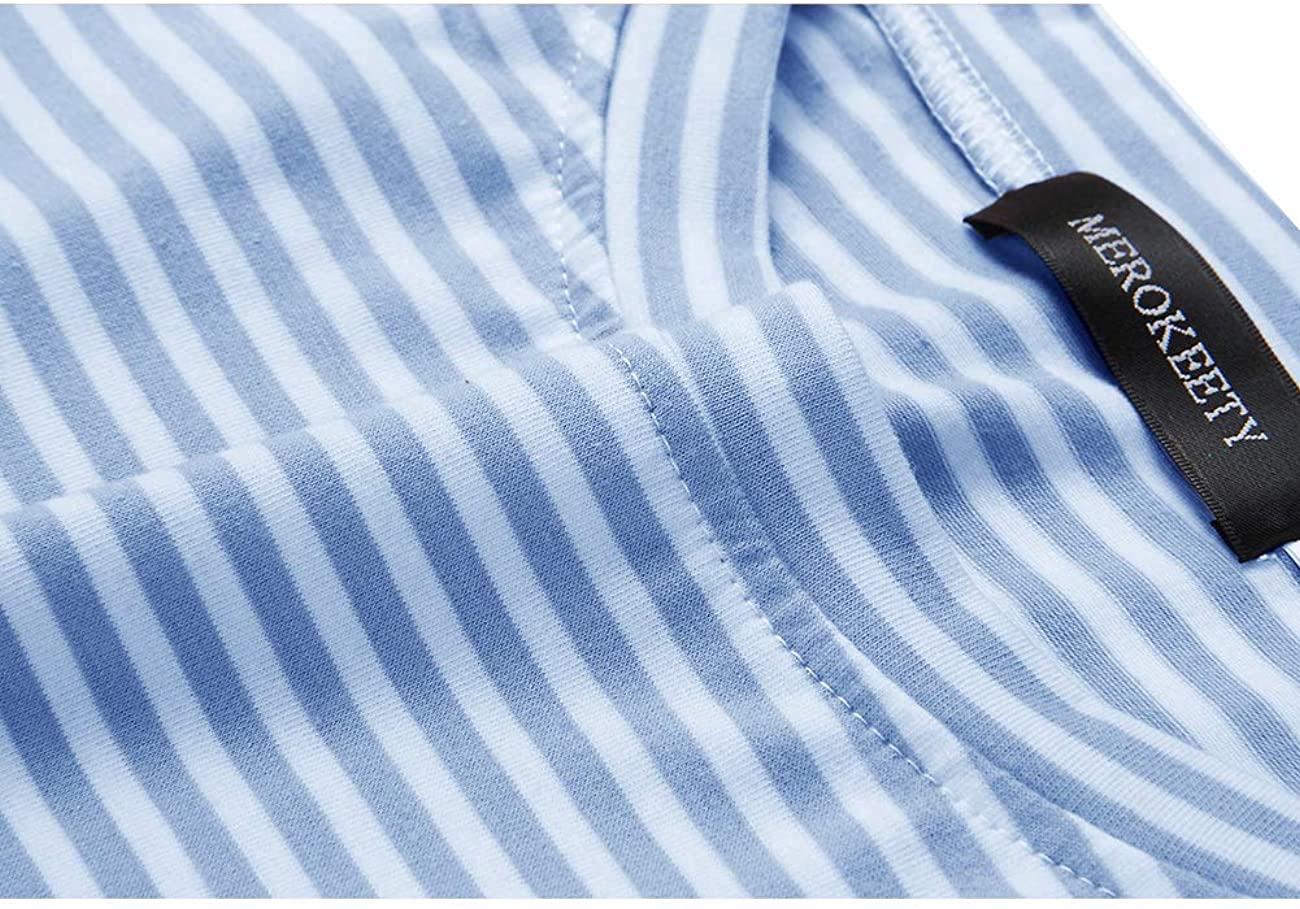 Women's Summer Striped Short Sleeve T Shirt Dress Casual Tie Waist Midi Dress