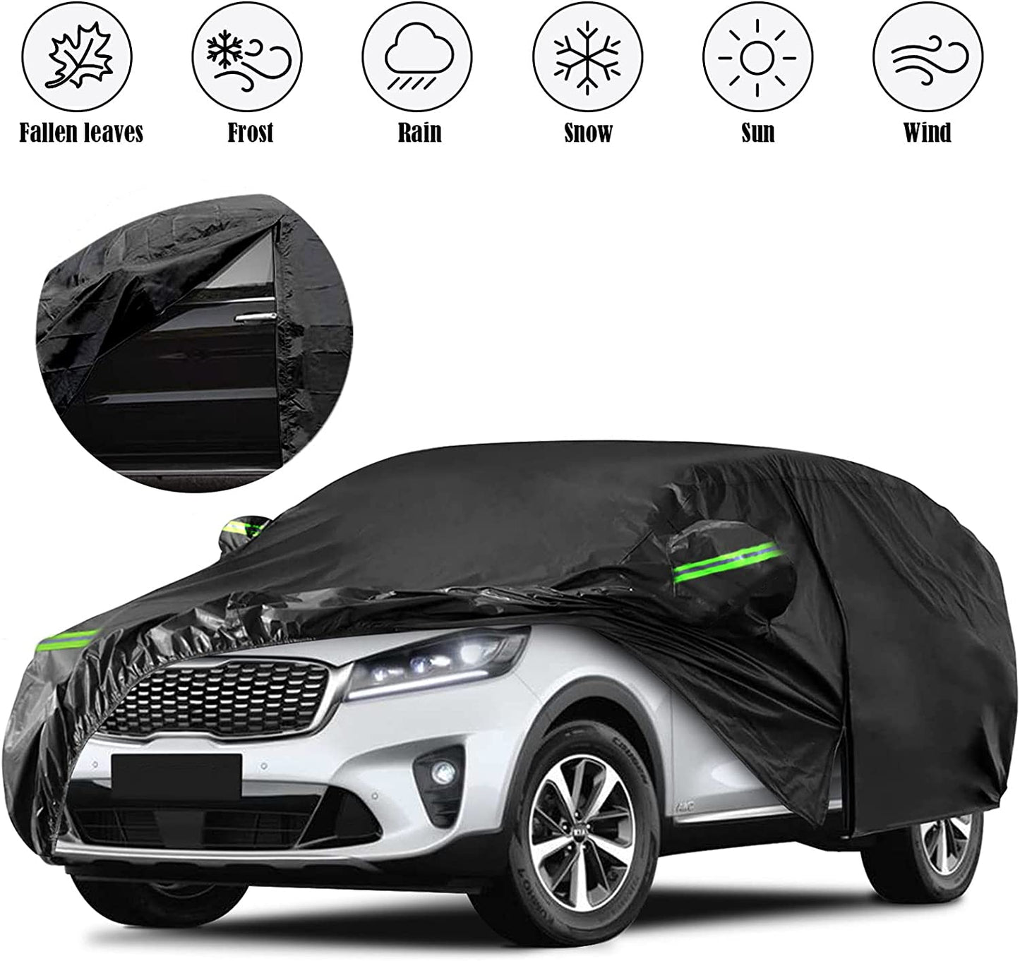 Waterproof Car Cover Replace for 2009-2021 2022 Kia Soul, 6 Layers Custom-Fit All Weather Full Car Covers with Zipper Door for Snow Rain Dust Hail Protection (Soul)