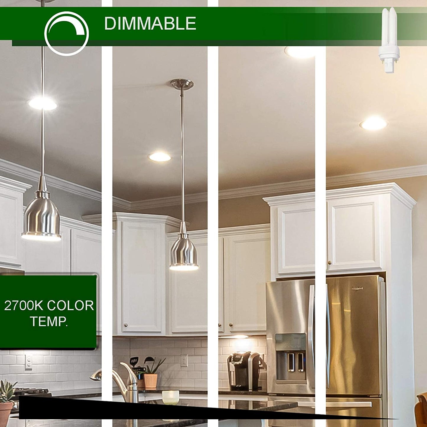 13 Watt CFL Light Bulbs 2 Pin GX23-2 Base 2700K Soft White 13W High Output 800 Lumens Double Tube Compact Fluorescent Light Bulbs Plug-in 4 Pack by Dysmio