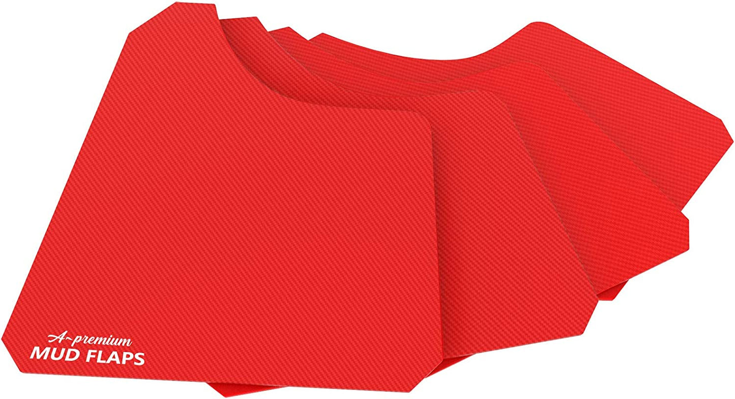 A-Premium 4 Pcs Red Universal Splash Guards Mud Flaps Mudflaps Mudguard Fender Flares for Car Pickup Truck SUV with Hardware Front and Rear