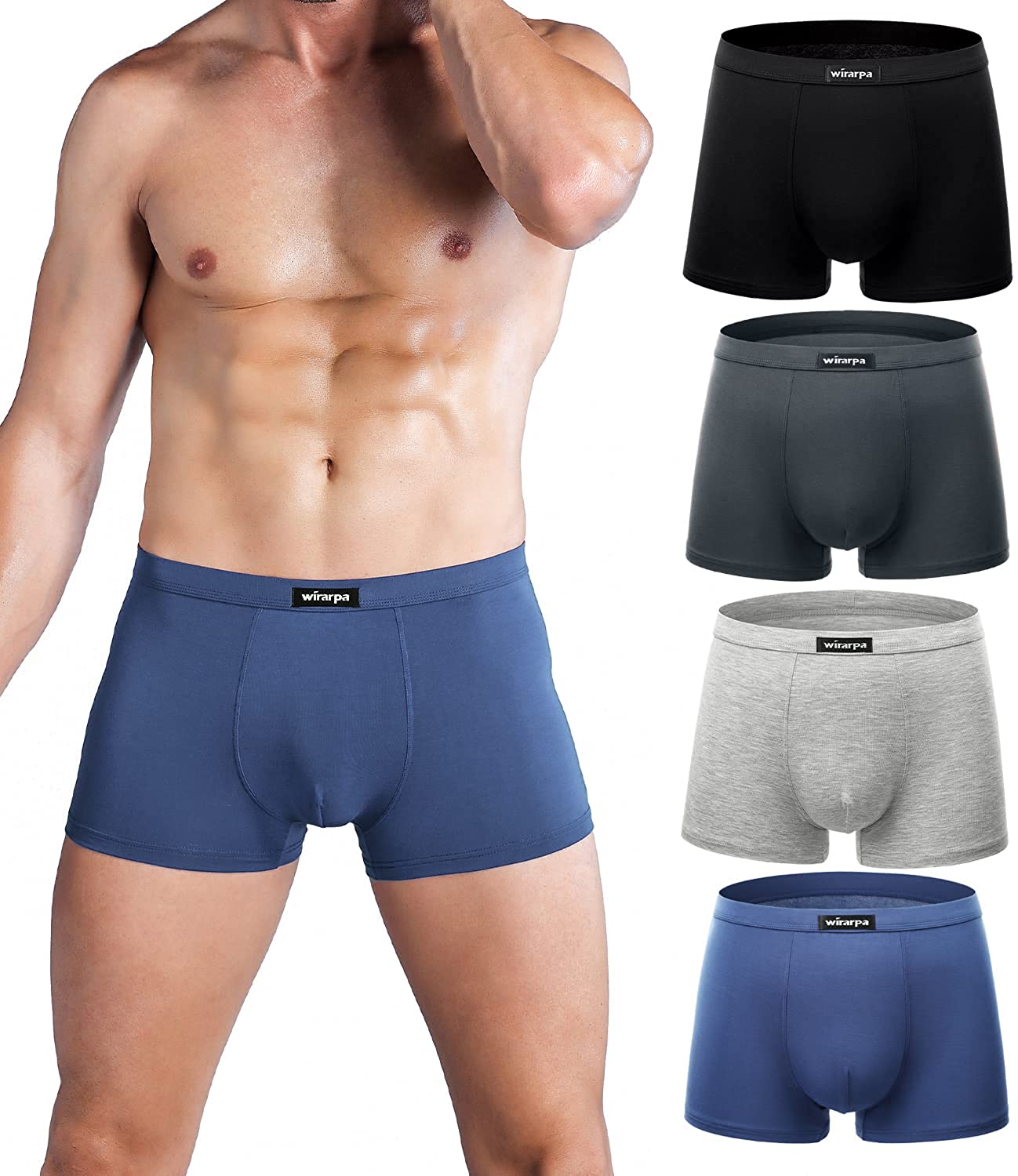 Men's Breathable Modal Microfiber Trunks Underwear Covered Band Multipack