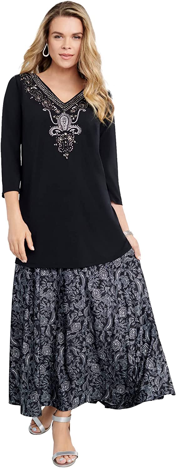 Women's Plus Size Ultrasmooth Fabric Maxi Skirt Stretch Jersey Long Length