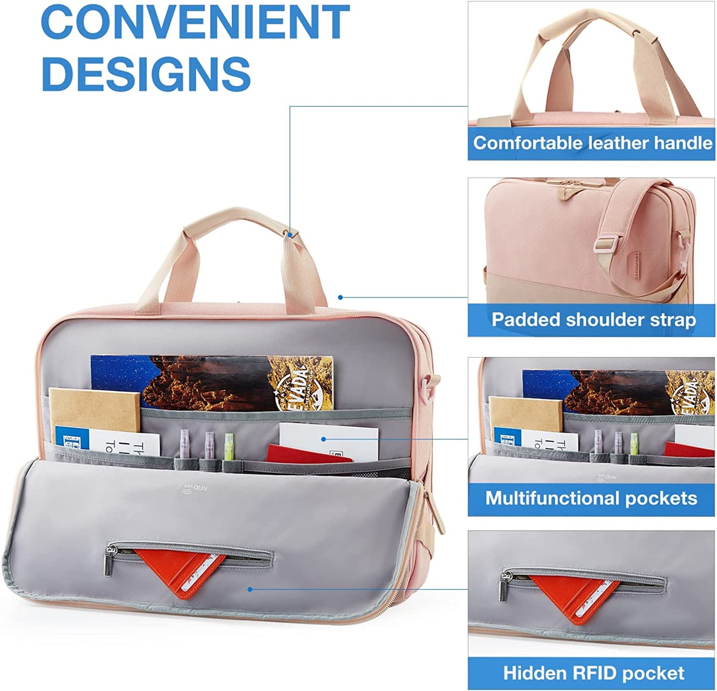 Laptop Bag,BAGSMART 15.6 Inch Laptop Case for Men Women Computer Bag Briefcase Work Business Travel