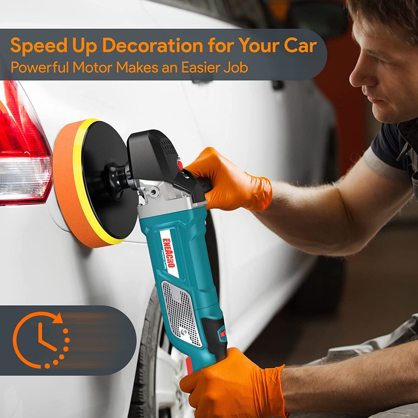 Car Polisher, Rotary Buffer Polisher Waxer, 12 Amp 6-inch/7-inch Variable Speed 1000-3500RPM, Detachable Handle Perfect for Boat, Car Polishing and Home Appliance (12Amp)